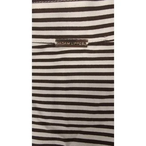 Adam lippes Poplin striped brown short sleeve blouse shirt 12 - Picture 9 of 11